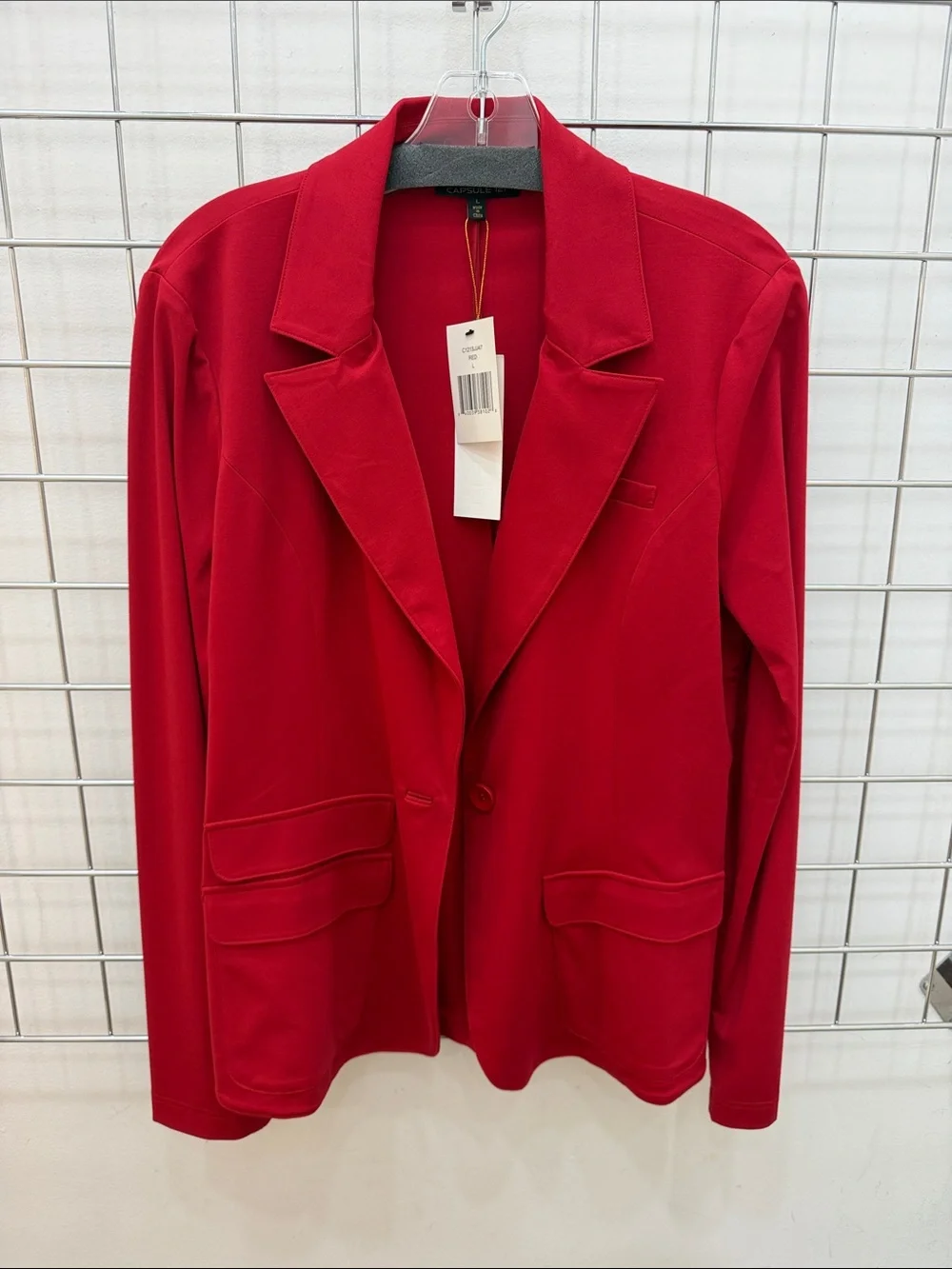 Tailored Red Women's Blazer Jacket - Classic Single-Button Blazer